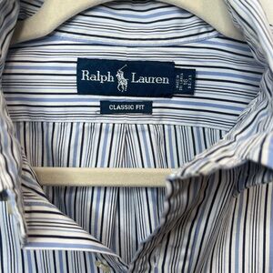Ralph Lauren Classic Fit Blue White Striped Button Down Shirt Men’s XL